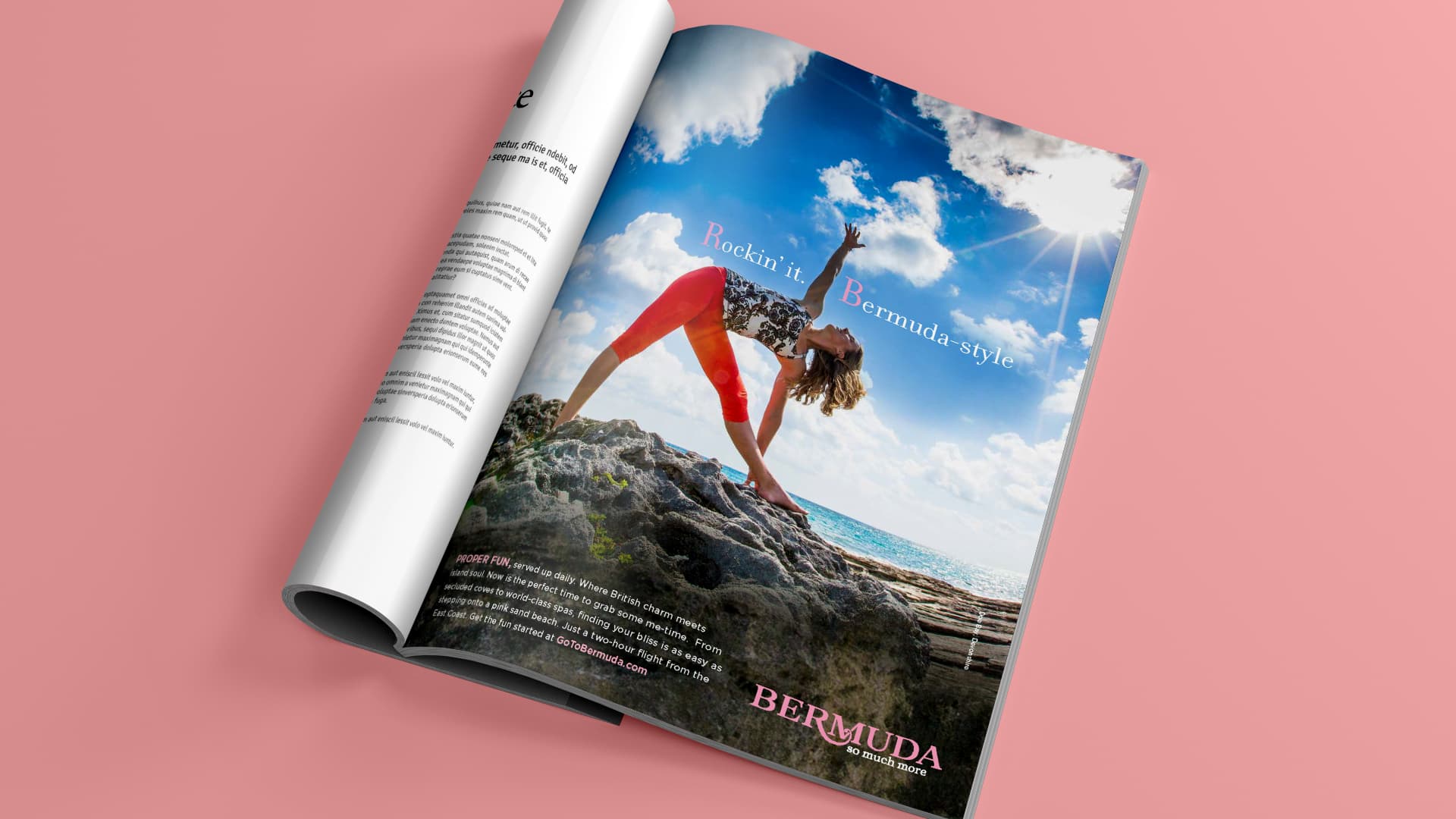 A magazine showing an advertisement for Bermuda So Much more campaign