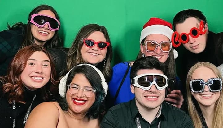 The team wears silly glasses