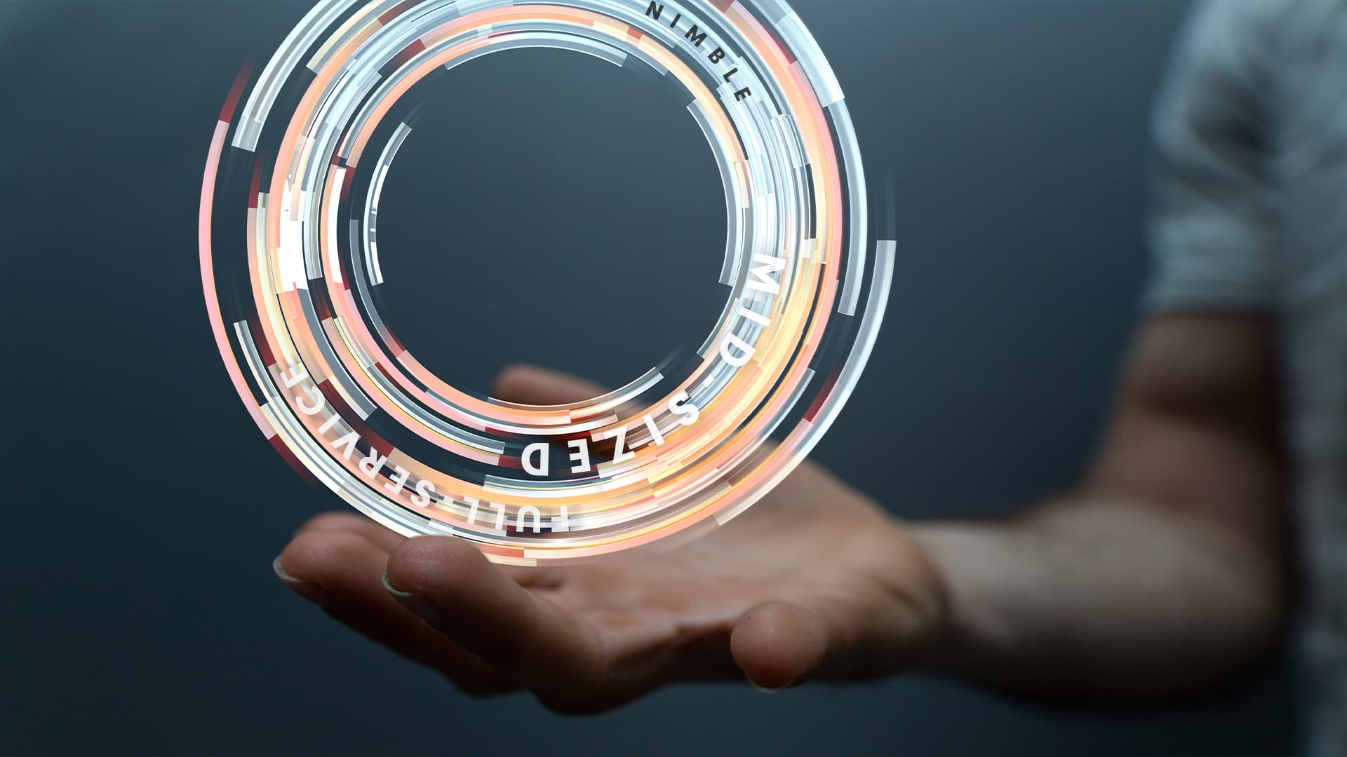 Circle in the palm of a hand graphic representing a full-service, mid-size agency like Fuseideas