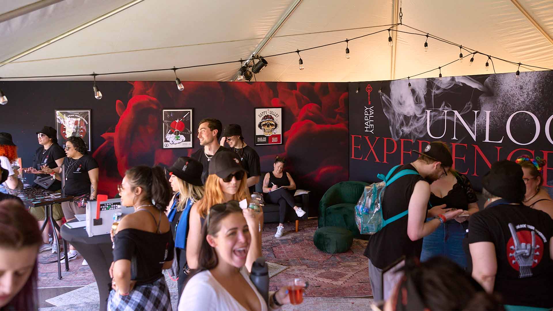 Happy Valley booth with posters