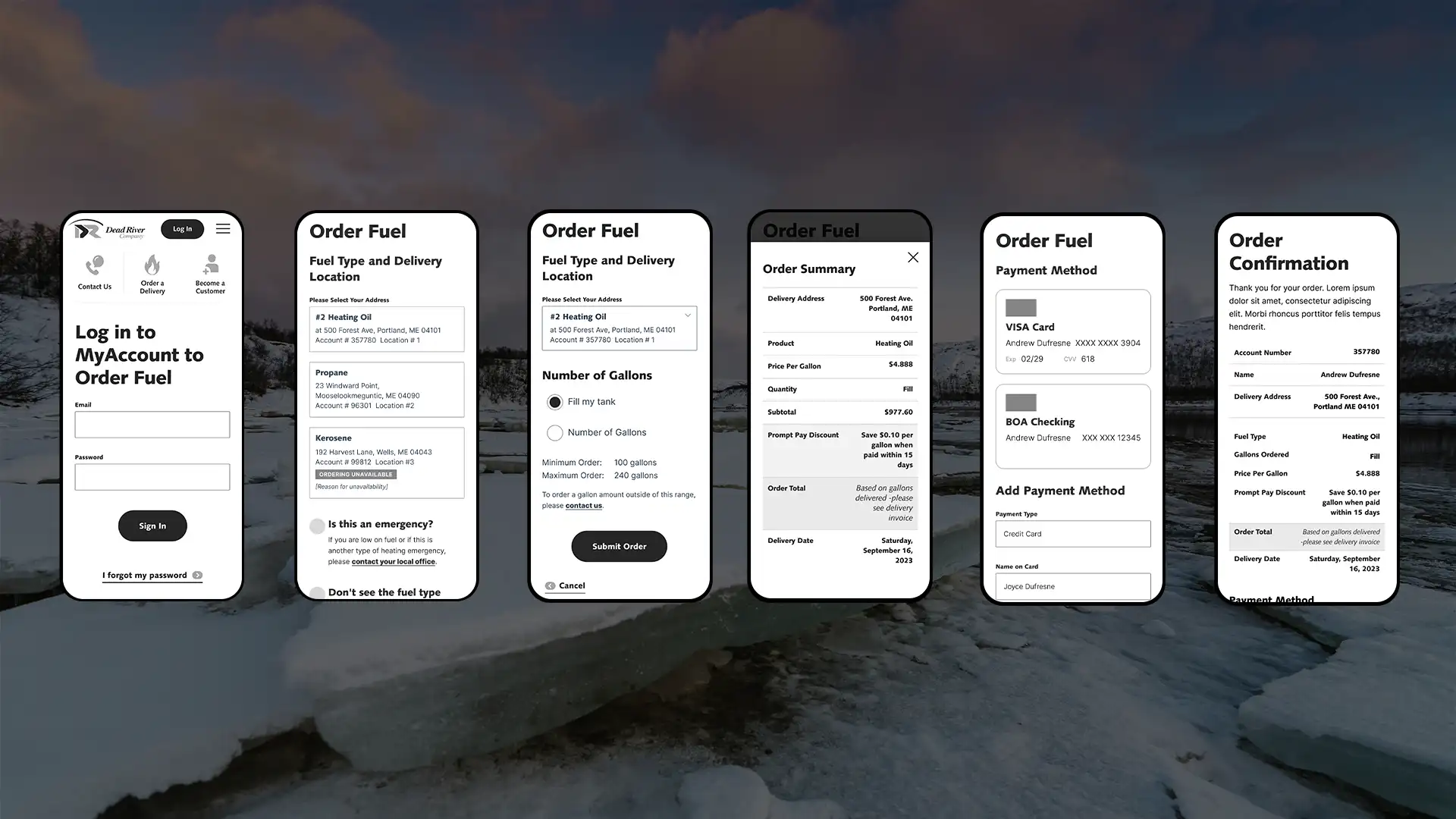 order fuel flow wireframe flow