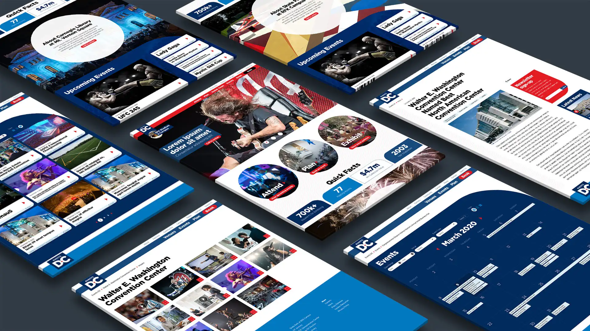 Array of screens from Events DC site