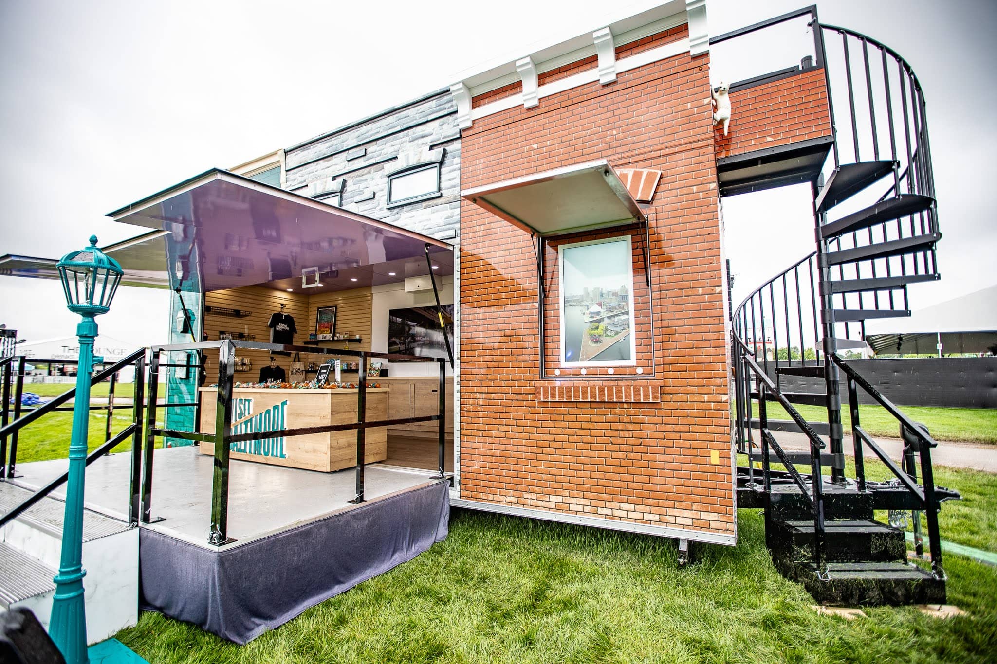 A trailer with stairs