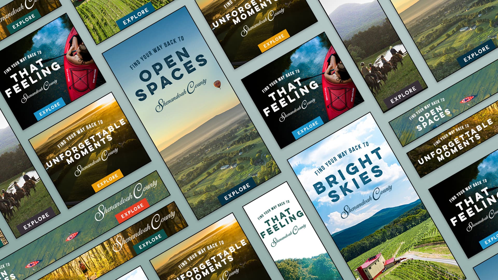 A collage of Shenandoah digital ads.