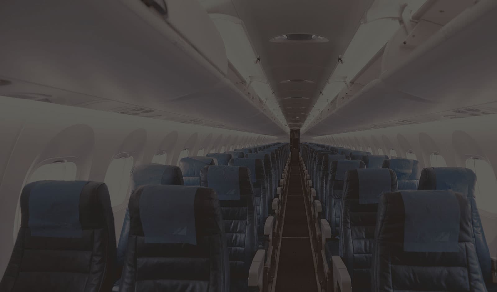 An empty airplane is ready to board.