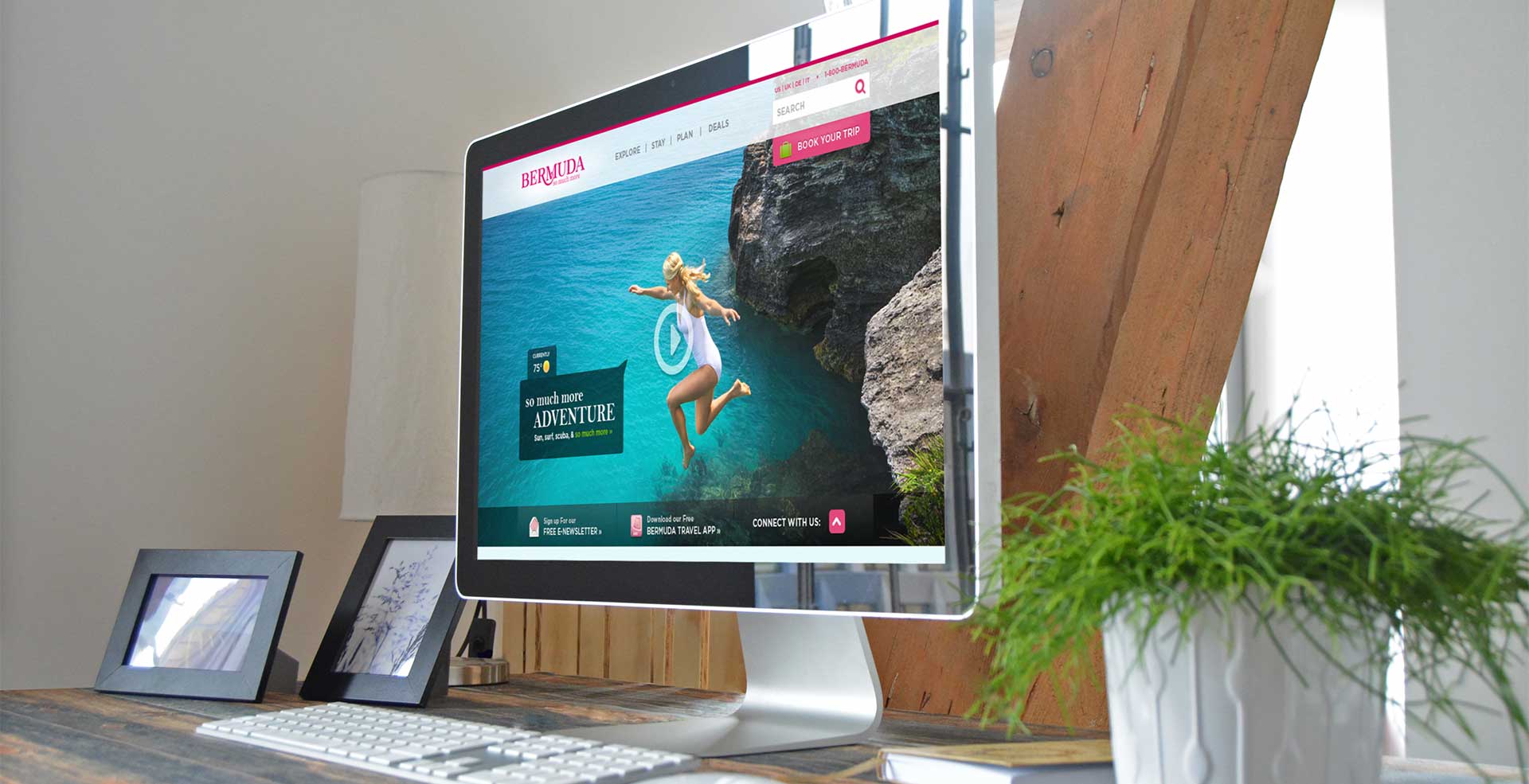 The Bermuda Tourism website on a desktop screen