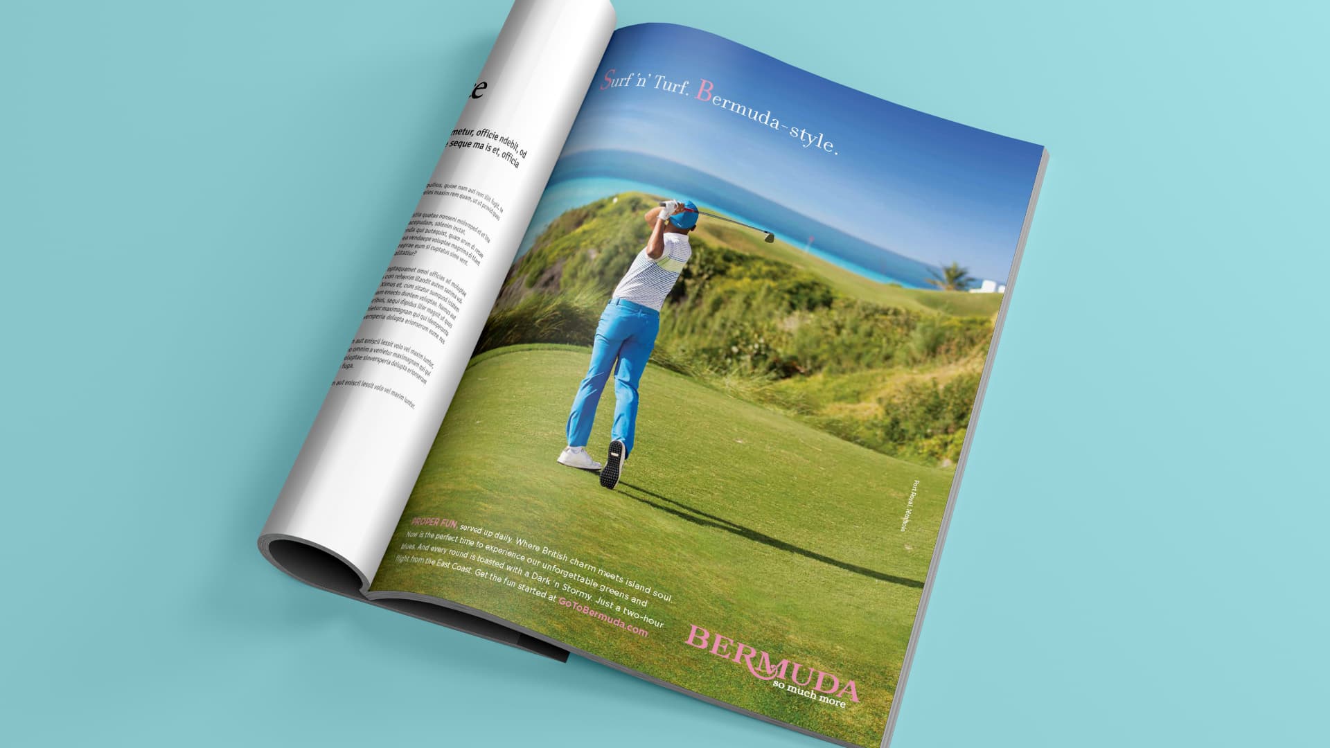 A magazine showing an advertisement for Bermuda So Much more campaign
