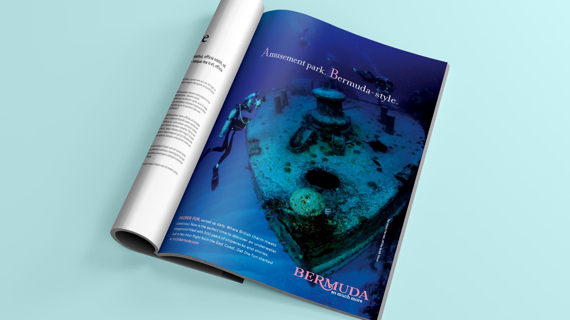 A magazine showing an advertisement for Bermuda So Much more campaign