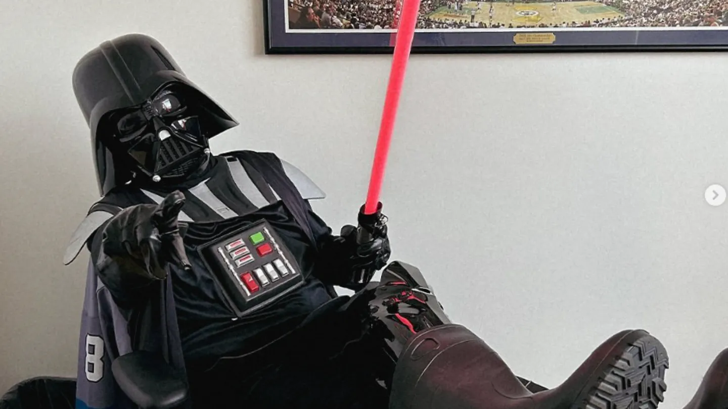 Darth Vader at a desk in Winchester