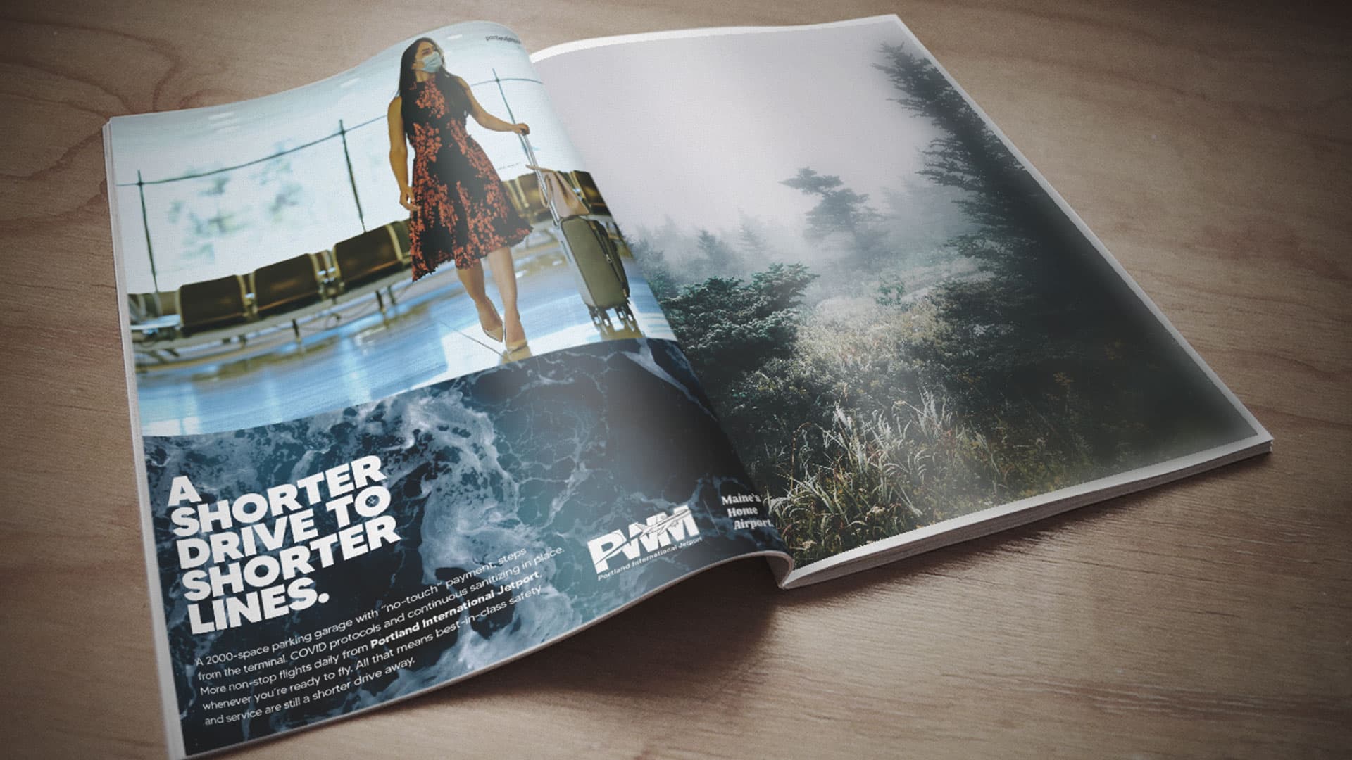 A magazine showing a PWM ad on a table.