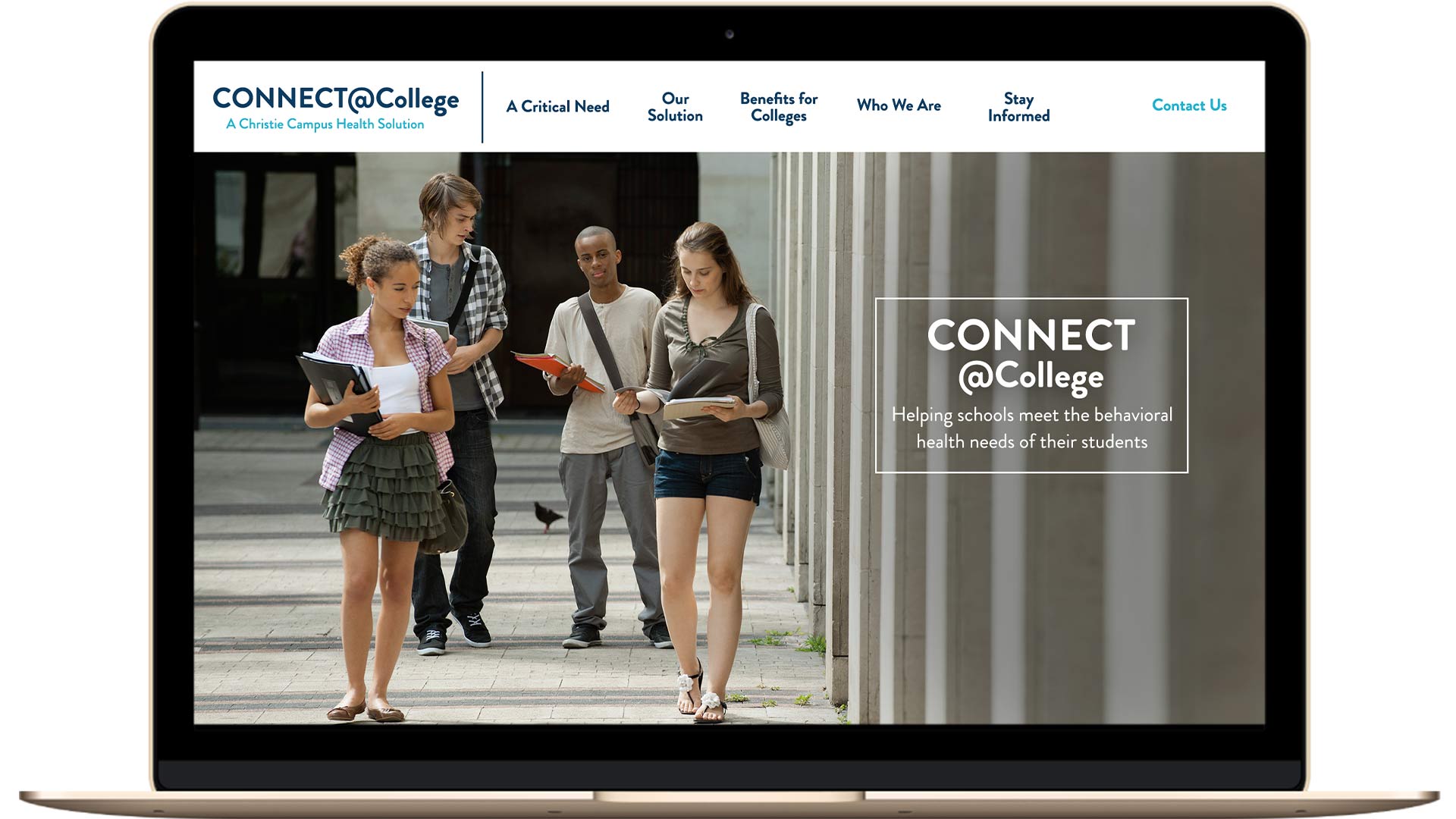 Christie Campus Health homepage preview on laptop