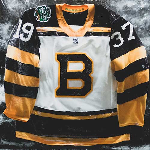 Bruins Winter Classic Jersey frozen in ice