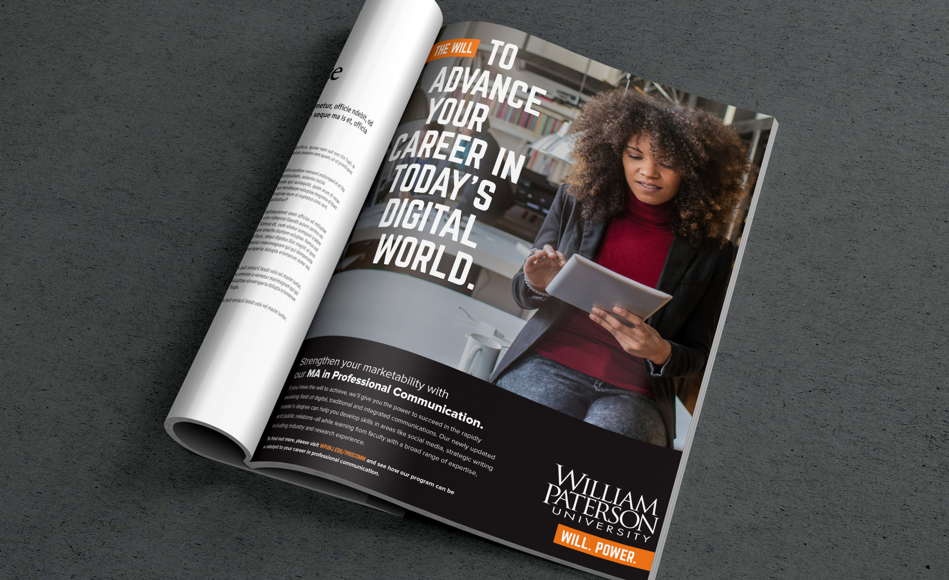 WP print ad: "The Will to advance your career in today's digital world."