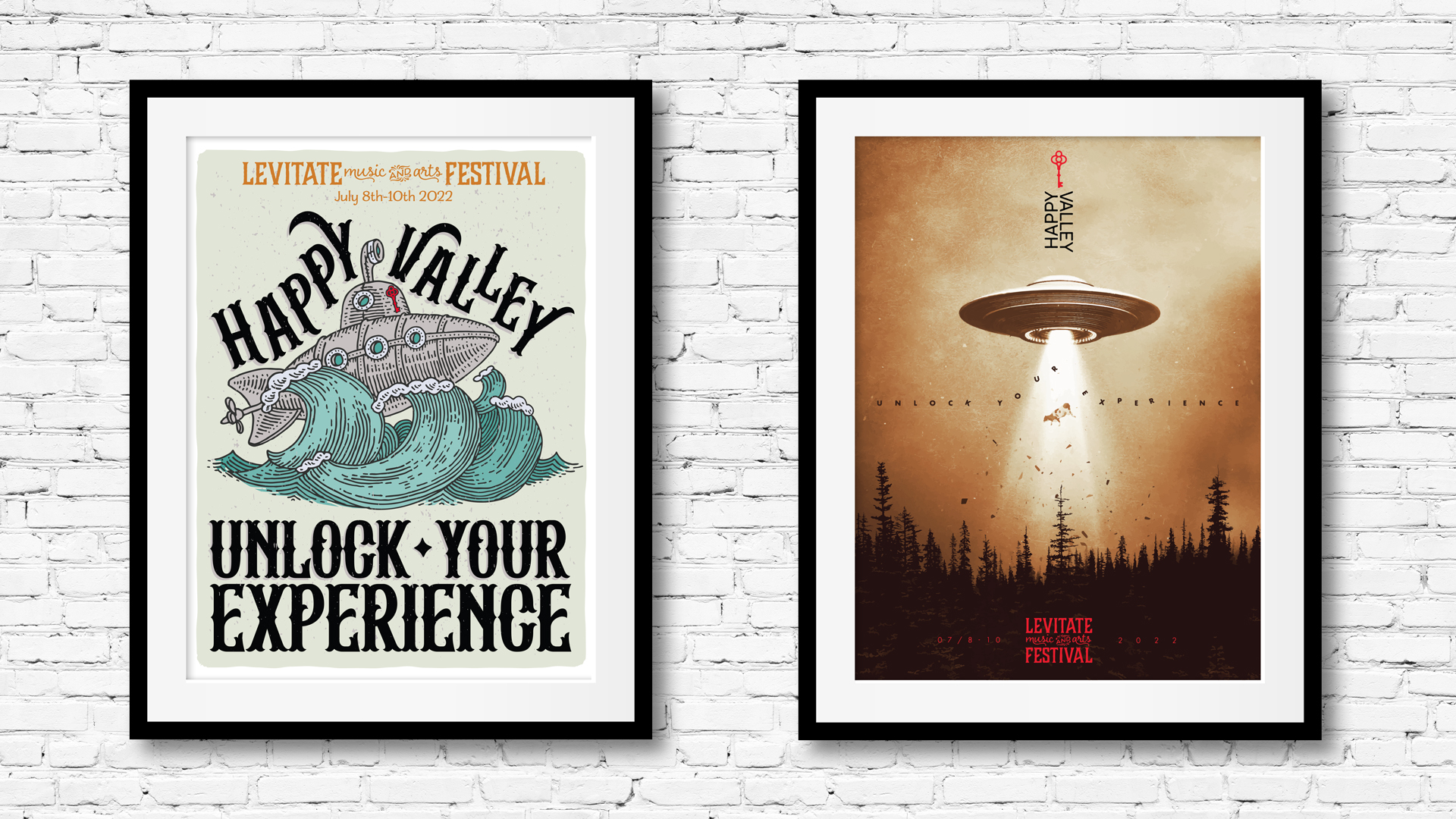 Submarine and UFO abduction posters from Happy Valley