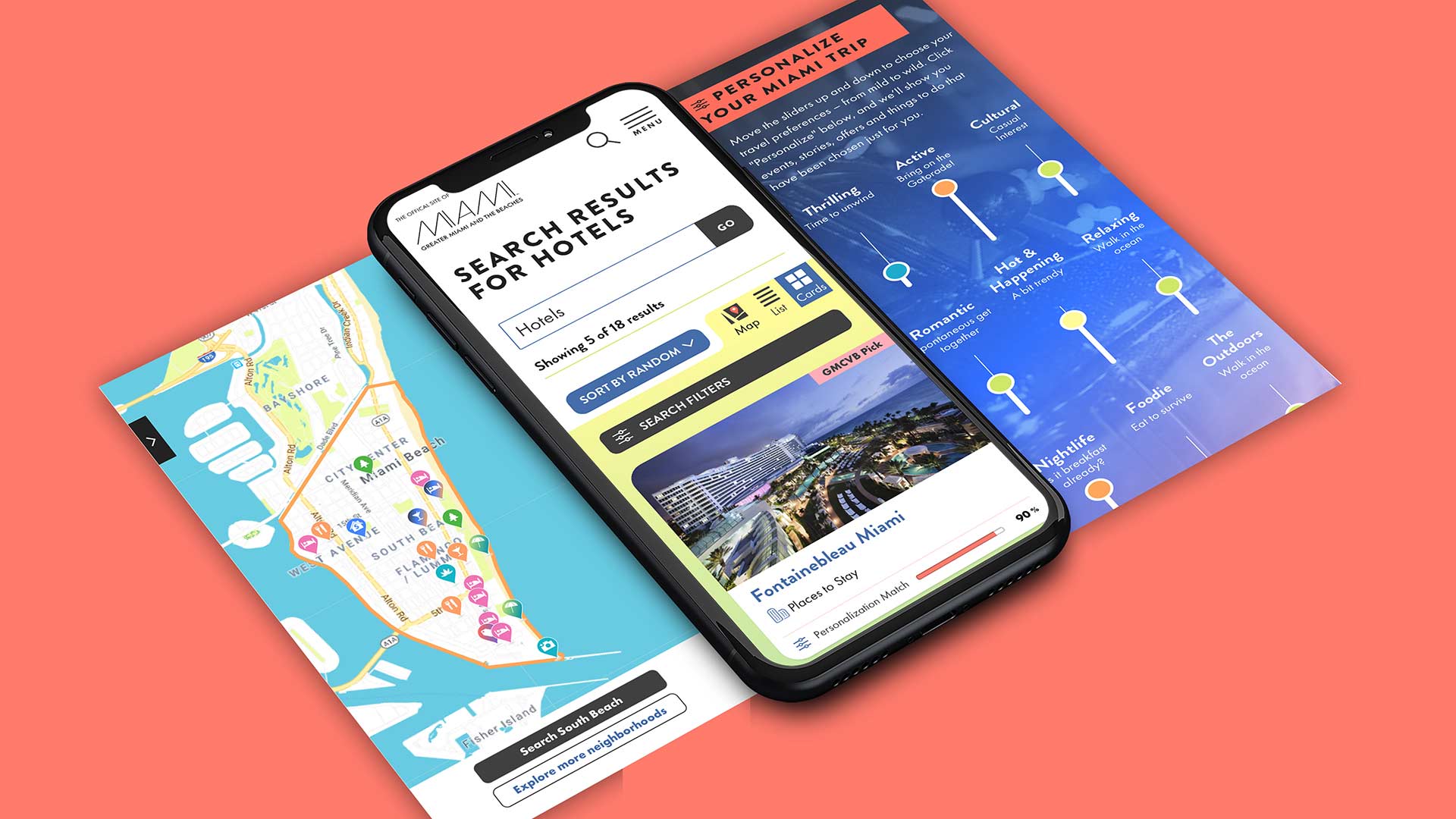 A trip planning tool on the Miami website, designed by Fuseideas